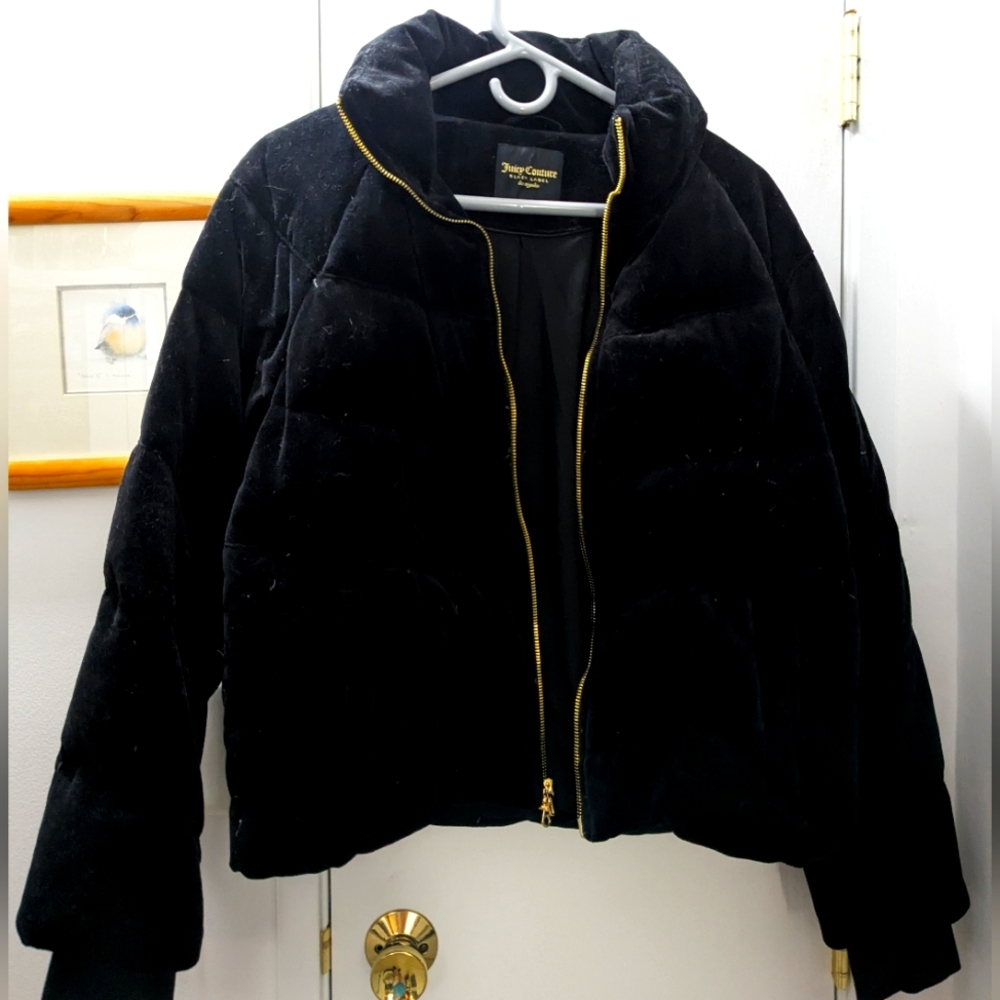 Juicy Couture velour puffer jacket black gently worn